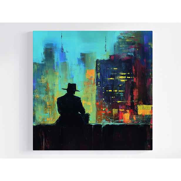 Obraz Na Plátně Canvas Město Světla Muž Postava Pohled Zaduma 50x50