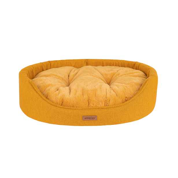 Pelíšek pro psa oválný COME mustard/hořčicová velikost S, M, L Rozměr: L - 58x50x15 cm