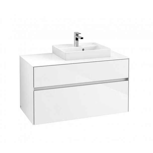Villeroy & Boch Collaro - Umyvadlová skříňka, 100x55x50 cm, 2 zásuvky, Glossy White C01500DH