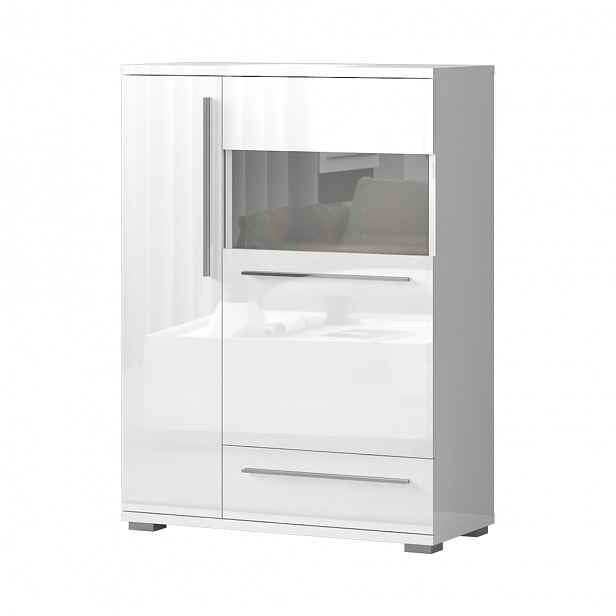 Vitrína PIANO V90-2KS1F/PN bílá lesk