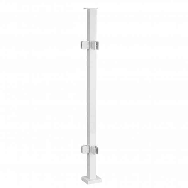 Rohový sloupek pro skleněné zábradlí 100 cm 40x40 Bílý 4 držáky Loft