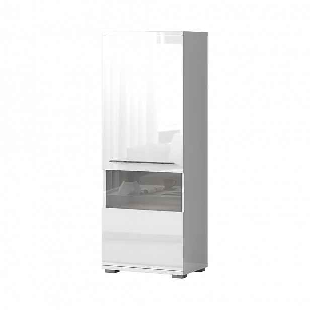 Vitrína PIANO V60V-1KS/PN bílá lesk