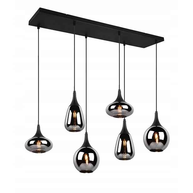 Závěsná lampa s kouřovými stínidly černá Trio