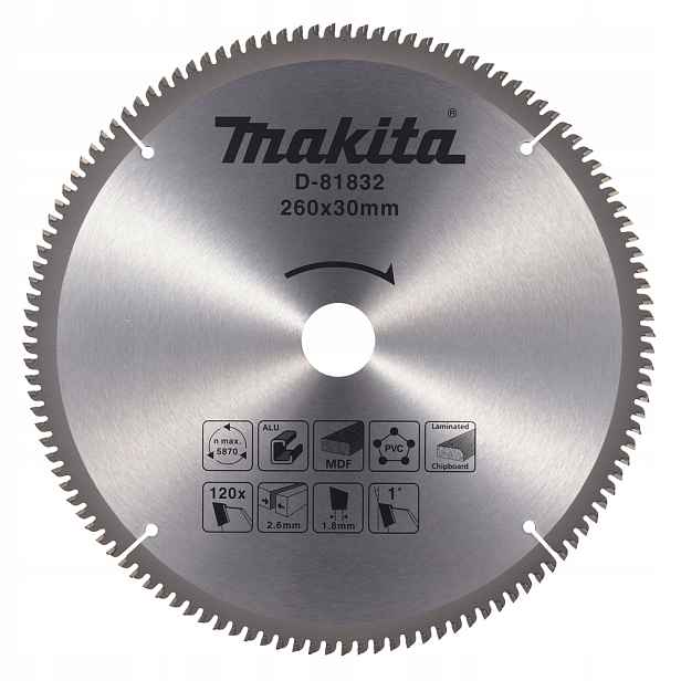 Makita D-81832 Univerzální Kotouč 260 x 30 mm Pro Hliník Pvc Mdf