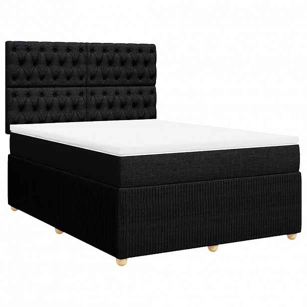 vidaXL Box spring postel s matrací černá 140 x 190 cm textil