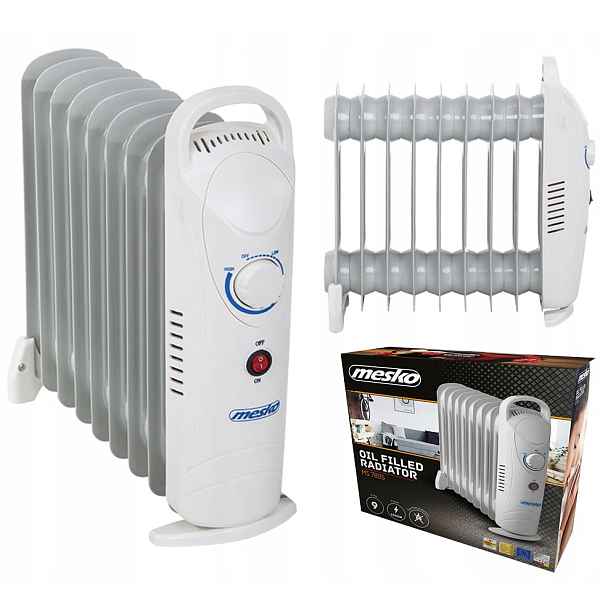 Elektrický Olejový Ohřívač 9 Žeber Mesko Ms 7805 Rukojeť Regulace 1000 W