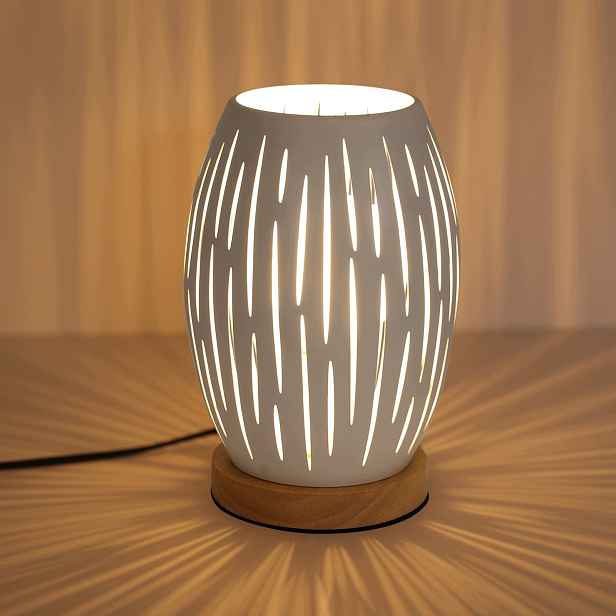 Lampka noční stołowa E27 biała kovová drawno 25 cm Comely
