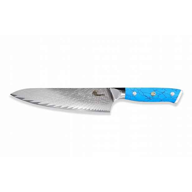 Nůž šéfkuchaře Gyuto 210 mm Dellinger Blue Stone VG-10 Damascus