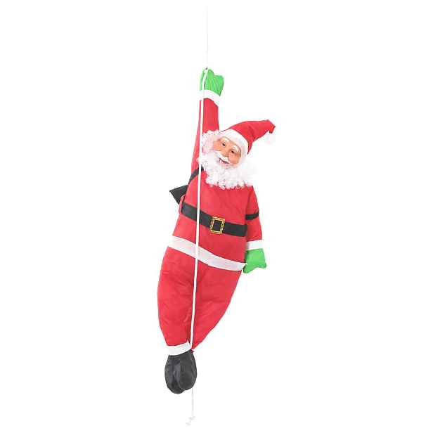 vidaXL Závěsný Santa Claus na laně Červená 30 x 15 x 130 cm Polyester