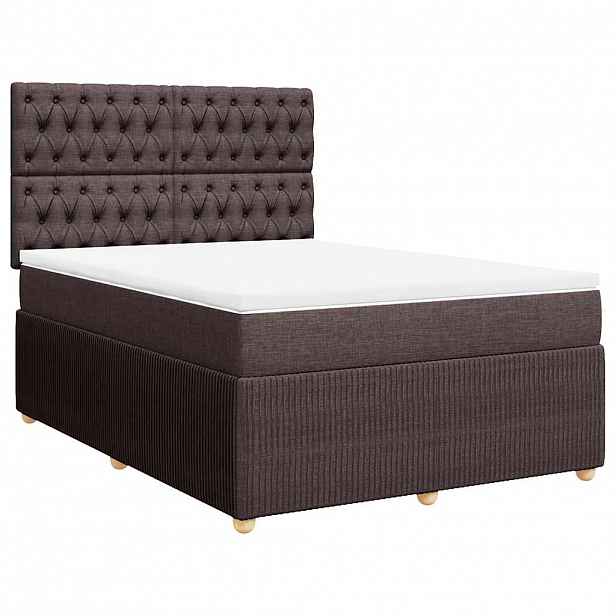 vidaXL Box spring postel s matrací tmavě hnědá 140x190 cm textil