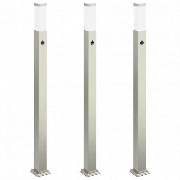 vidaXL Sloupková světla se senzorem 3 ks 110 cm nerezová ocel IP44