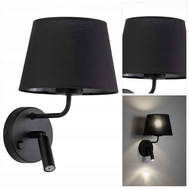 Černá nástěnná lampa Maja dvoubodová nad psací stůl v pracovně Tk Lighting