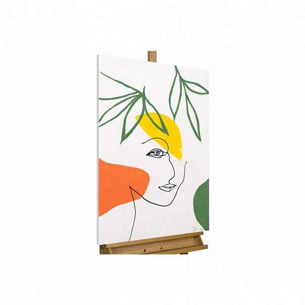 KUNSTLOFT RUČNĚ MALOVANÝ AKRYLOVÝ OBRAZ ZELENÝ/BÍLÝ, 60/90 CM