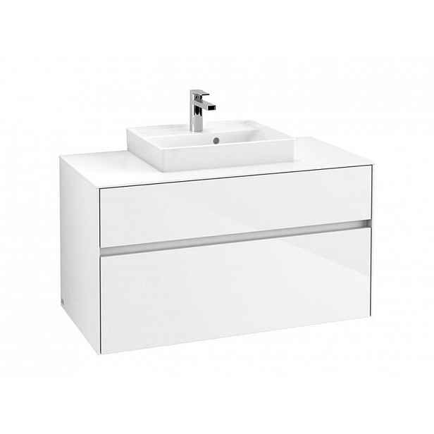 Villeroy & Boch Collaro - Umyvadlová skříňka, 100x55x50 cm, 2 zásuvky, Glossy White C01600DH