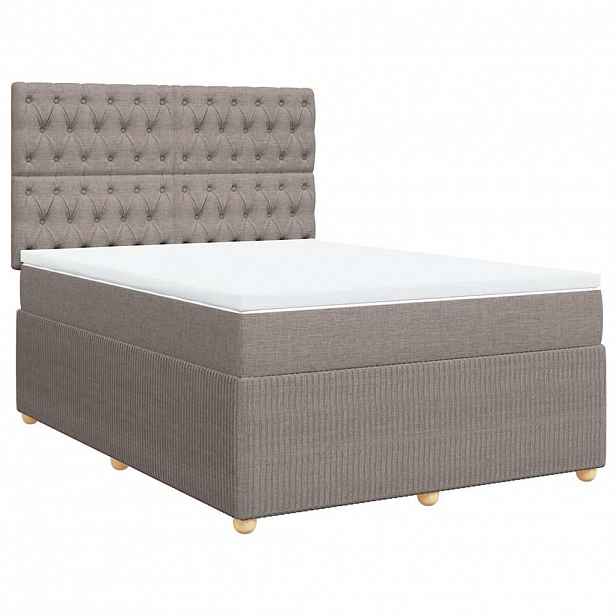 vidaXL Box spring postel s matrací taupe 140x190 cm textil