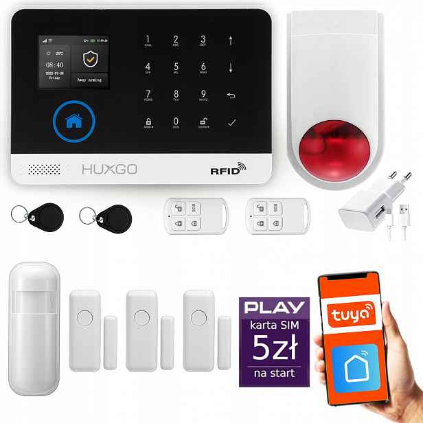 Bezdrátový alarm WiFi Gsm 4G, Tuya, sada alarmu Huxgo HXA003 D3WS