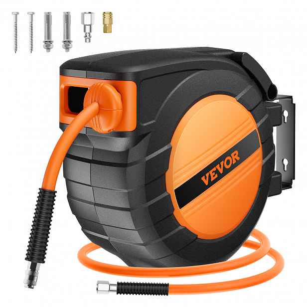 TEMU VEVOR Zatahovací Naviják na Vzduchový Hadicový Kabel 3/8 50 FT Hybridní Uzavřený Vzduchový Hadicový Kabel 300 PSI