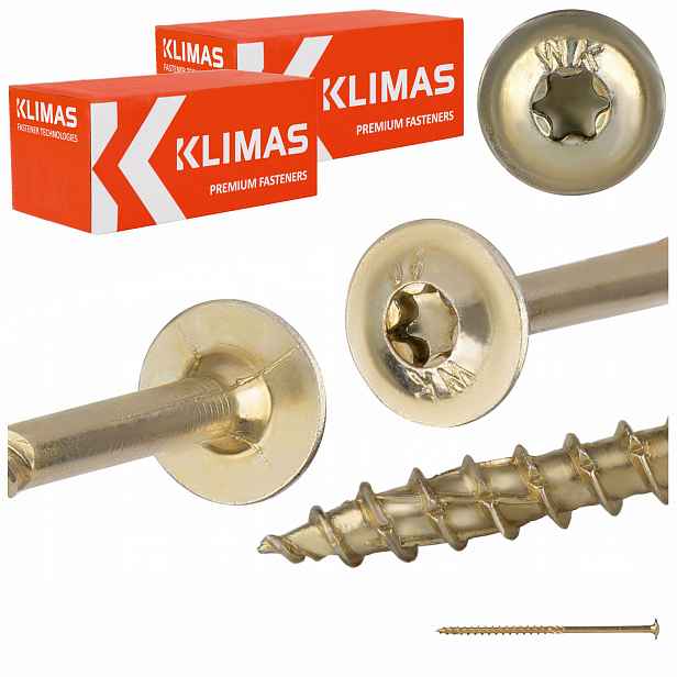 Tesařské vruty Torx 6x140 mm 200 ks talířové na dřevo Klimas Wkcp