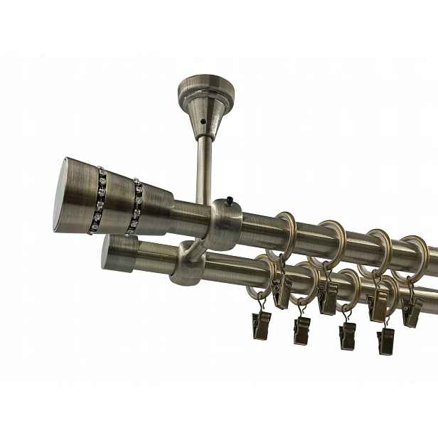 Kovová Stropní Garnýž 19+19mm Pozikovaná Zůstalení Antique 140 Cm Směs Koncovek