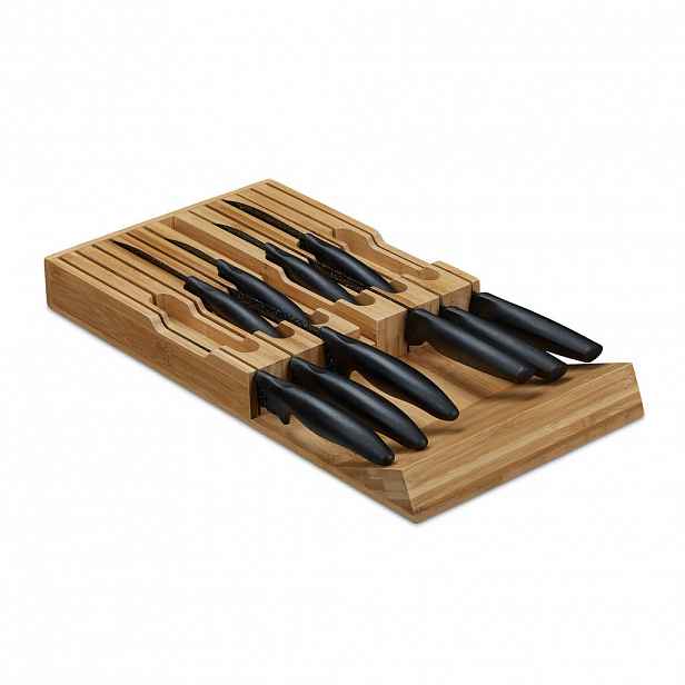 Relaxdays ORGANIZÉR přírodní bambus do zásuvky na 12 nožů 43,5x23 cm