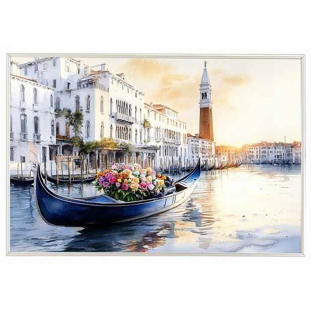 Plakát Rámeček Hliníkový Krajina Itálie Benátky Kanál Loďka Gondola 60x40