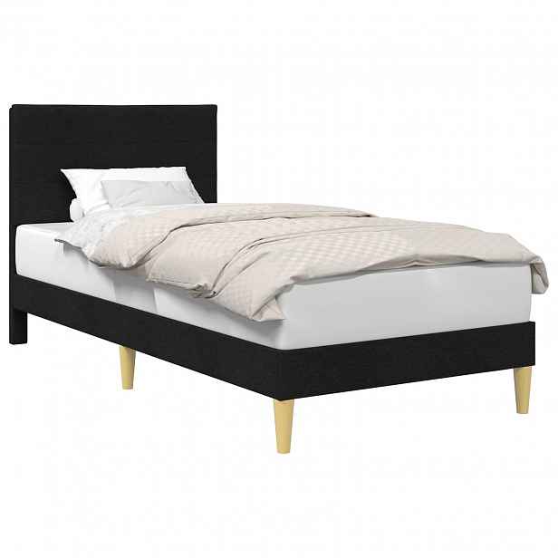 vidaXL Rám postele s čelo Černá 90 x 190 cm Textil