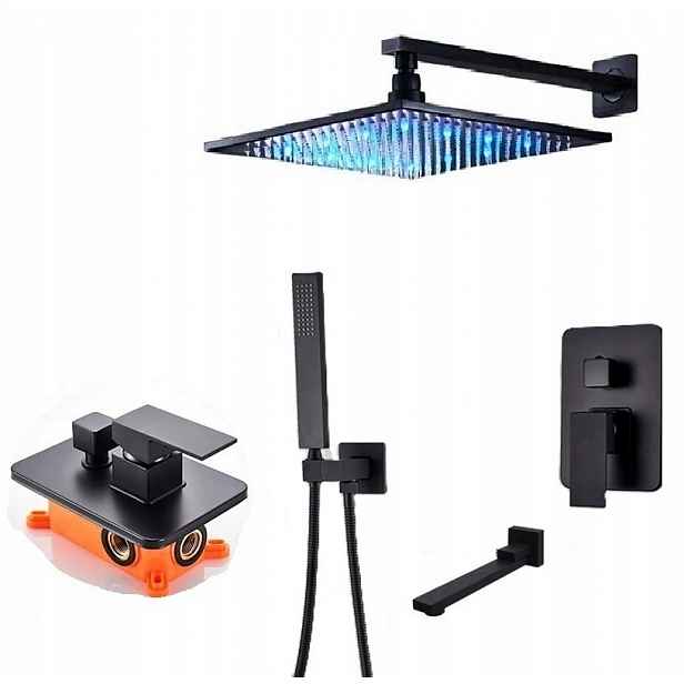 Černá sprchová baterie Sprchový set černá Led 20 Box