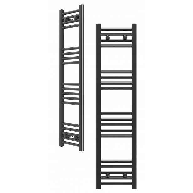 Koupelnový Radiátor Černý 30x120 cm Žebříkový Radiátor Montáž 180° Breno