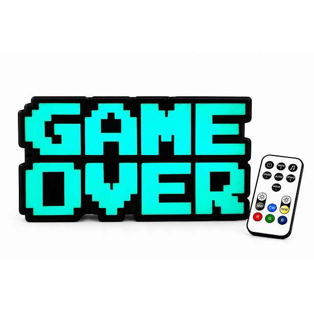 Podsvícený Game Over Led Rgb pro hráče Nápis 3D Do pokoje Dálkové ovládání Usb 20 cm