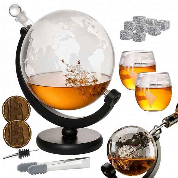 Tvar Globusu Karafa Nálevka Na Vodku Whisky 0.9L Dárek