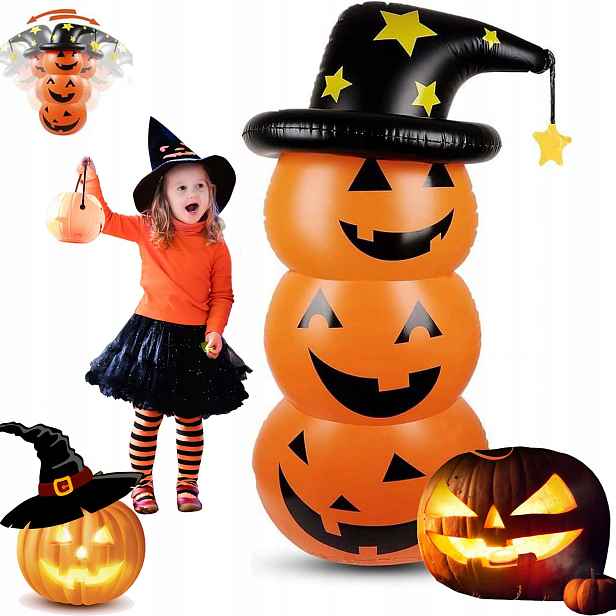 Velký Halloweenský Nafukovací Dekorace Na Vnější Straně Dýně Duch Kostlivec