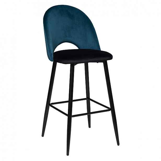 Velurové barové křeslo Barová Židle do kuchyňského ostrůvku Tmavě Modré 110 cm velvet