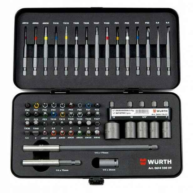 Wurth 061425059 Sada Bitů 1/4'' 59 Kusů, Odolné