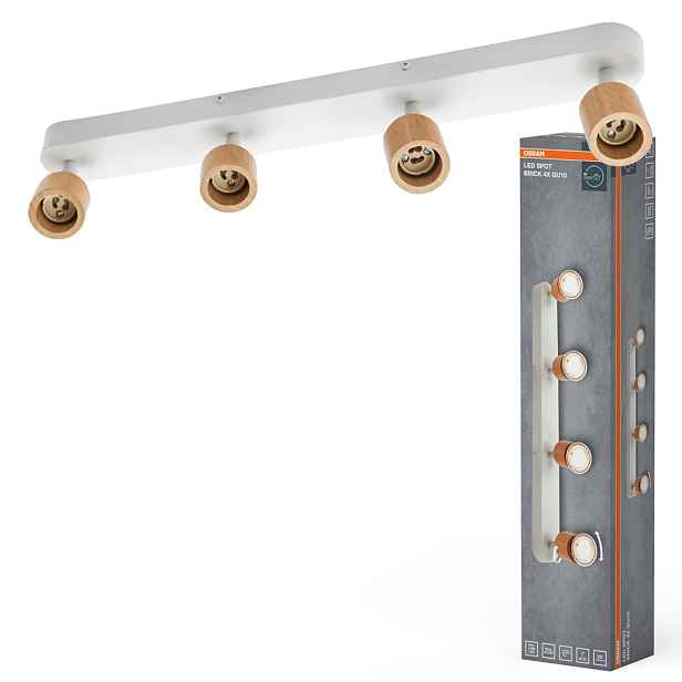 Nástěnná lampa Stropní Svítidlo Reflektor Led Spot 4xGU10 Dřevo Brick Osram