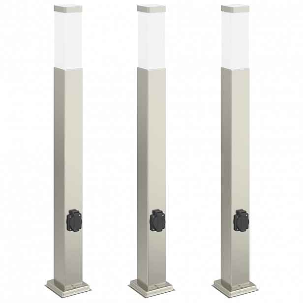 vidaXL Sloupková světla se zásuvkou 3 ks 80 cm nerezová ocel IP44