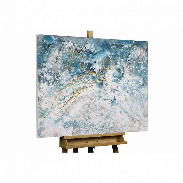 KUNSTLOFT RUČNĚ MALOVANÝ AKRYLOVÝ OBRAZ MODRÝ/BÍLÝ, 100/75 CM