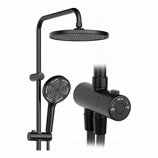 Sprchový Set Sprchová černá s dešťovou sprchou 25 cm