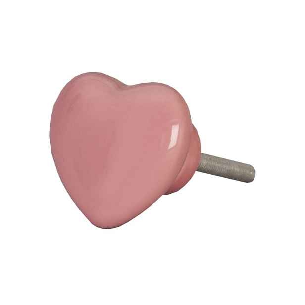 Úchytka růžové keramické srdce - 3.5*4 cm Clayre & Eef
