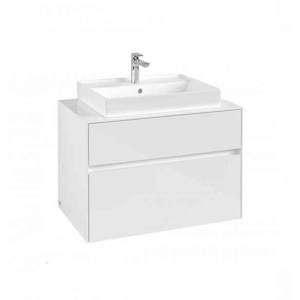 Villeroy & Boch Collaro - Umyvadlová skříňka, 80x55x50 cm, 2 zásuvky, Glossy White C08000DH