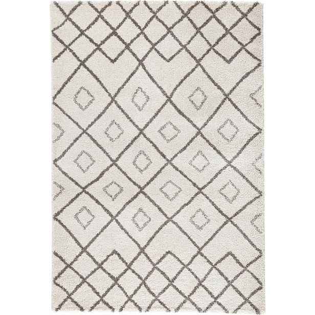 Krémově bezový tlustý koberec typu shaggy, koberec do obývacího pokoje, vzor boho 160 x 230 cm