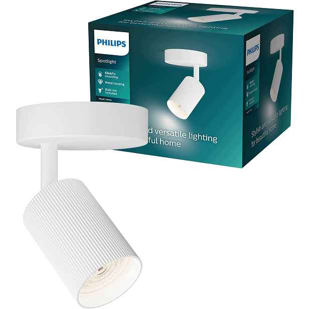 Nástěnné svítidlo s drážkovaným designem GU10 Led, pohyblivé, bílé, Wyatt Philips