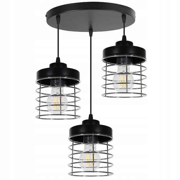 Závěsné Stropní Svítidlo Lustr Trojitý Chrom Stříbrná Loft Glamour Kov