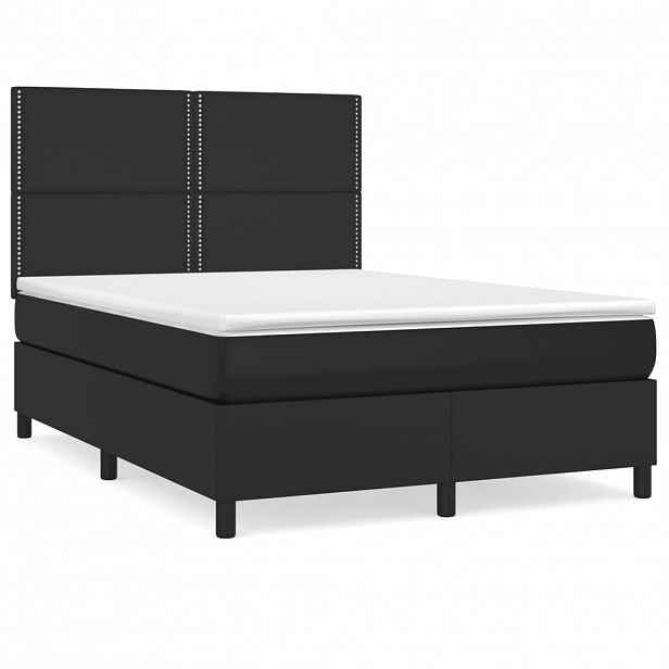 vidaXL Box spring postel s matrací černá 140 x 190 cm umělá kůže