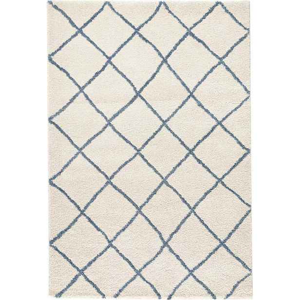 Krémově modrý tlustý koberec typu shaggy, koberec do obývacího pokoje, vzor boho 160 x 230 cm