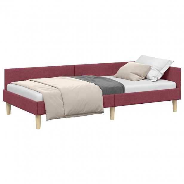 vidaXL Rohový rám postele Víno Červené 90 x 190 cm textil
