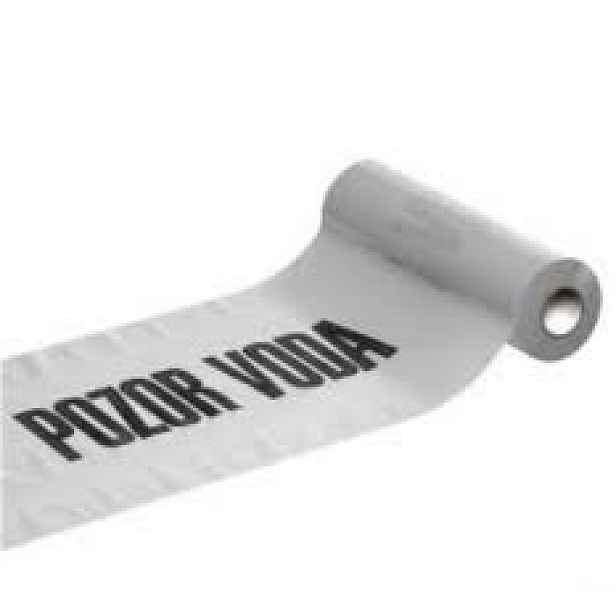 Fólie výstražná bílá POZOR VODA š. 300 mm 100 m
