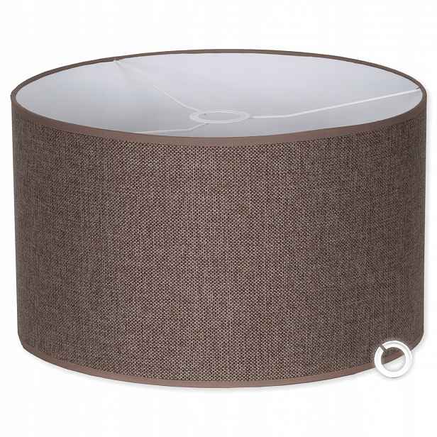 Kloš Stínítko Válec Hnědý Len 40 cm x 25 cm Lněný Materiál E27 pro lampy