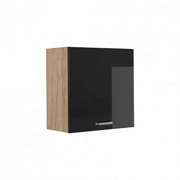 Vicco VĚŠÁK NA STĚNU R-Line, Černý vysoký lesk/Zlatý mocný dub, 60 cm s 1 dvířky