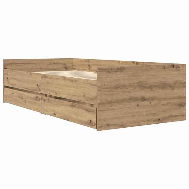vidaXL Rám postele Artisanový dub 90 x 190 cm Masivní borové dřevo