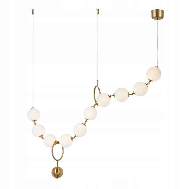 Závěsná lampa Toolight 10-bodová zlatá bílá sklo Led glamour 126 cm